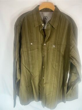 Aigle Olive Striped Cotton Button-Down Shirt